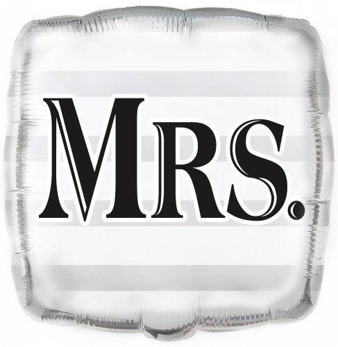 Striped Black Letters Mrs 45.7cm (18”) Foil Balloon